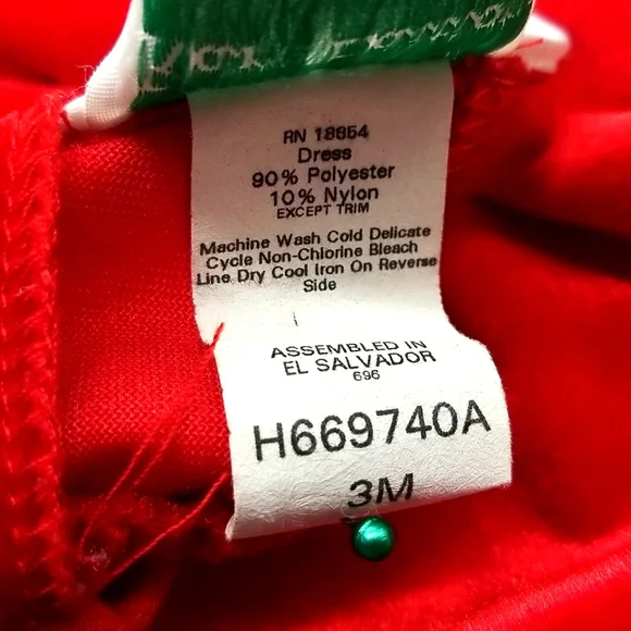 Rare Editions Red Velvety 3 Months Baby Dress - Picture 5 of 8